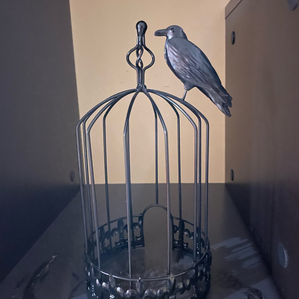 Scentsy Black Bird Cage with Decorative Bird